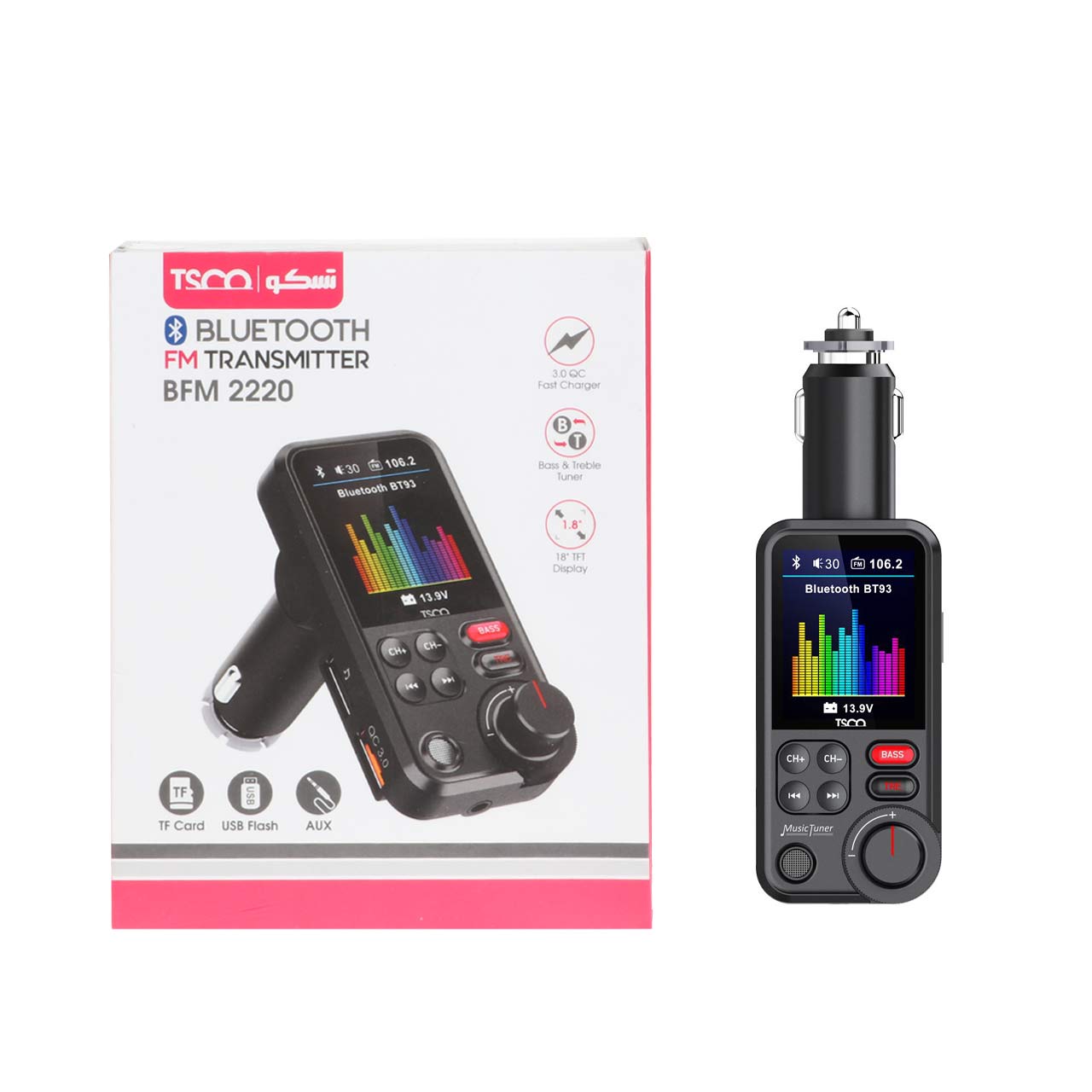 پخش کننده بلوتوث FM و شارژر فندکی خودرو Tsco مدل BFM 2220