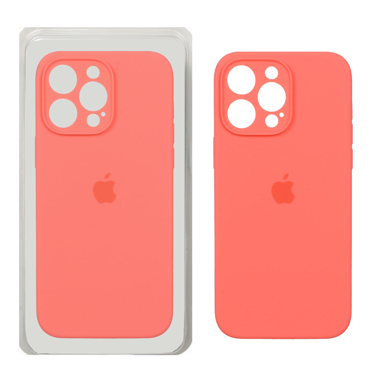 قاب سیلیکونی پاک کنی محافظ لنزدار اورجینال Apple iPhone 14 Pro Max - مرجانی (پک اصلی)