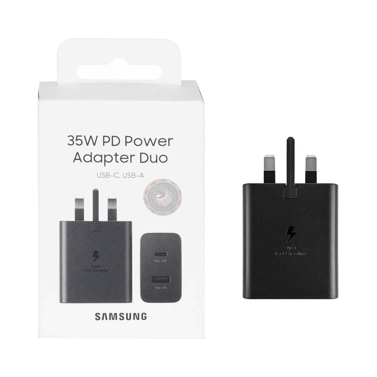 شارژر دیواری سه پین PD و فست دو پورت Samsung مدل EP-TA220 35W - مشکی - اصلی (گارانتی 18 ماهه شرکتی)