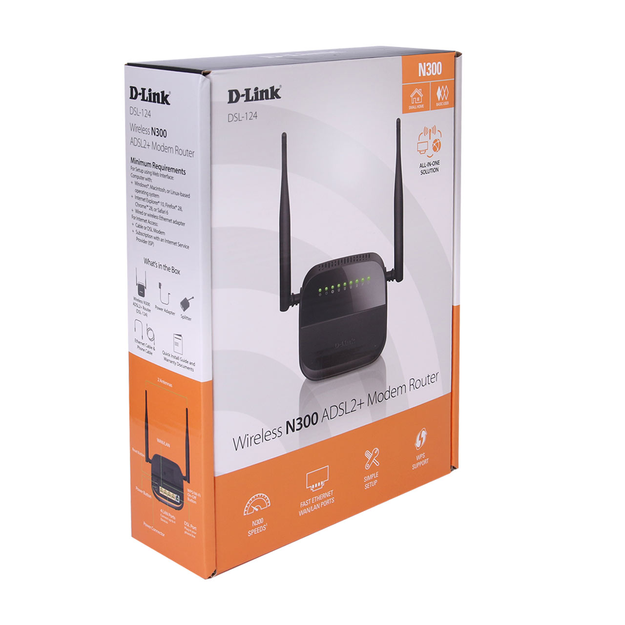 Dlink DSL124 Wireless N300 ADSL2+ Modem Router New مودم فروشگاه
