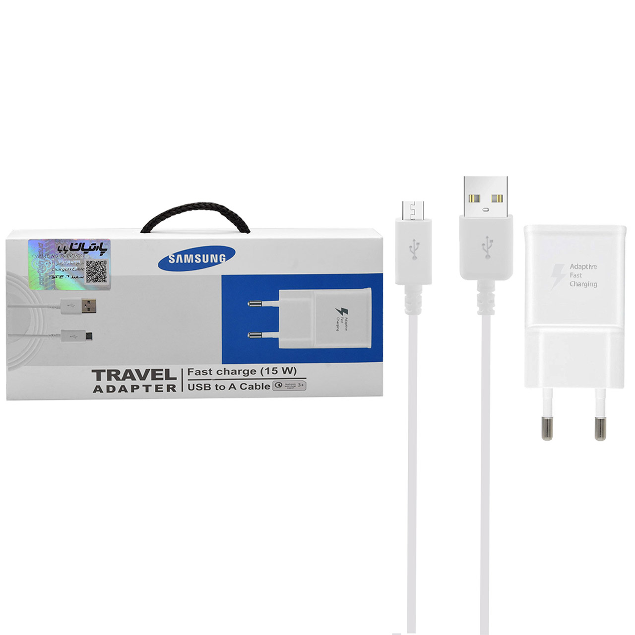 شارژر دیواری فست Samsung مدل EP-TA200 همراه کابل اندروید سفید (گارانتی پارتیان پایا) -  درجه یک 