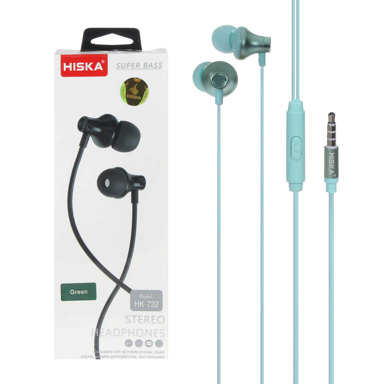 هندزفری باسیم HISKA مدل HK-732 - سبز - فروشگاه - پنل فروشگاهی eways