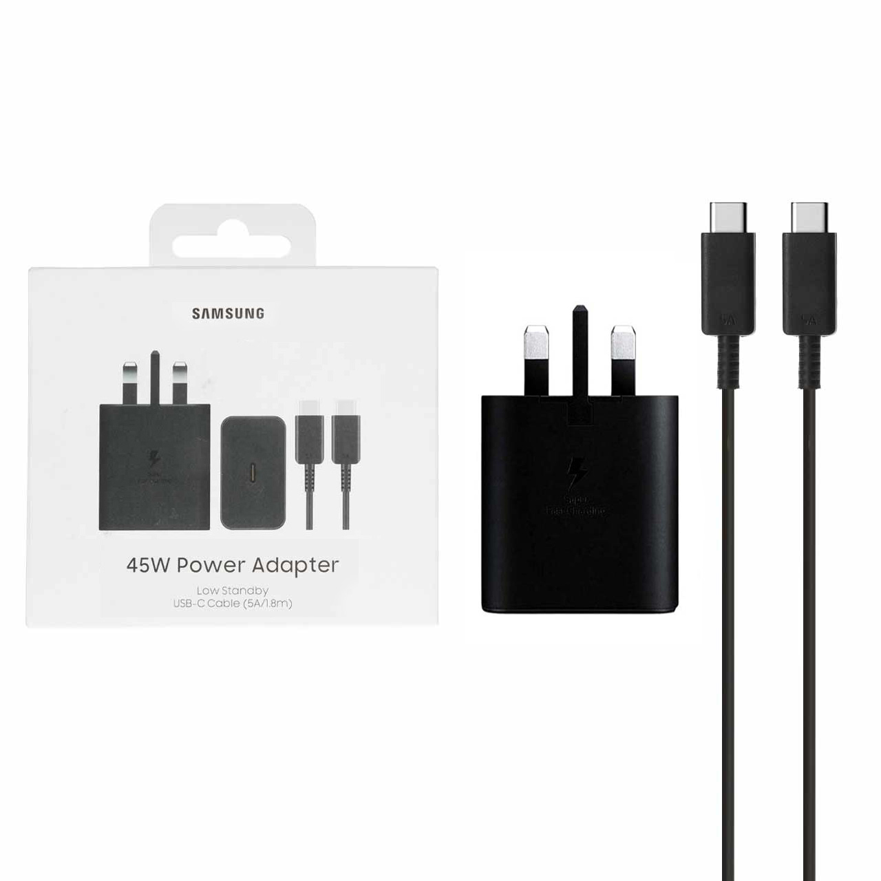 شارژر دیواری سه پین PD و فست Samsung مدل T4511 45W به همراه کابل شارژ Type-C To Type-C - اصلی - مشکی (گارانتی شش ماهه شرکتی)