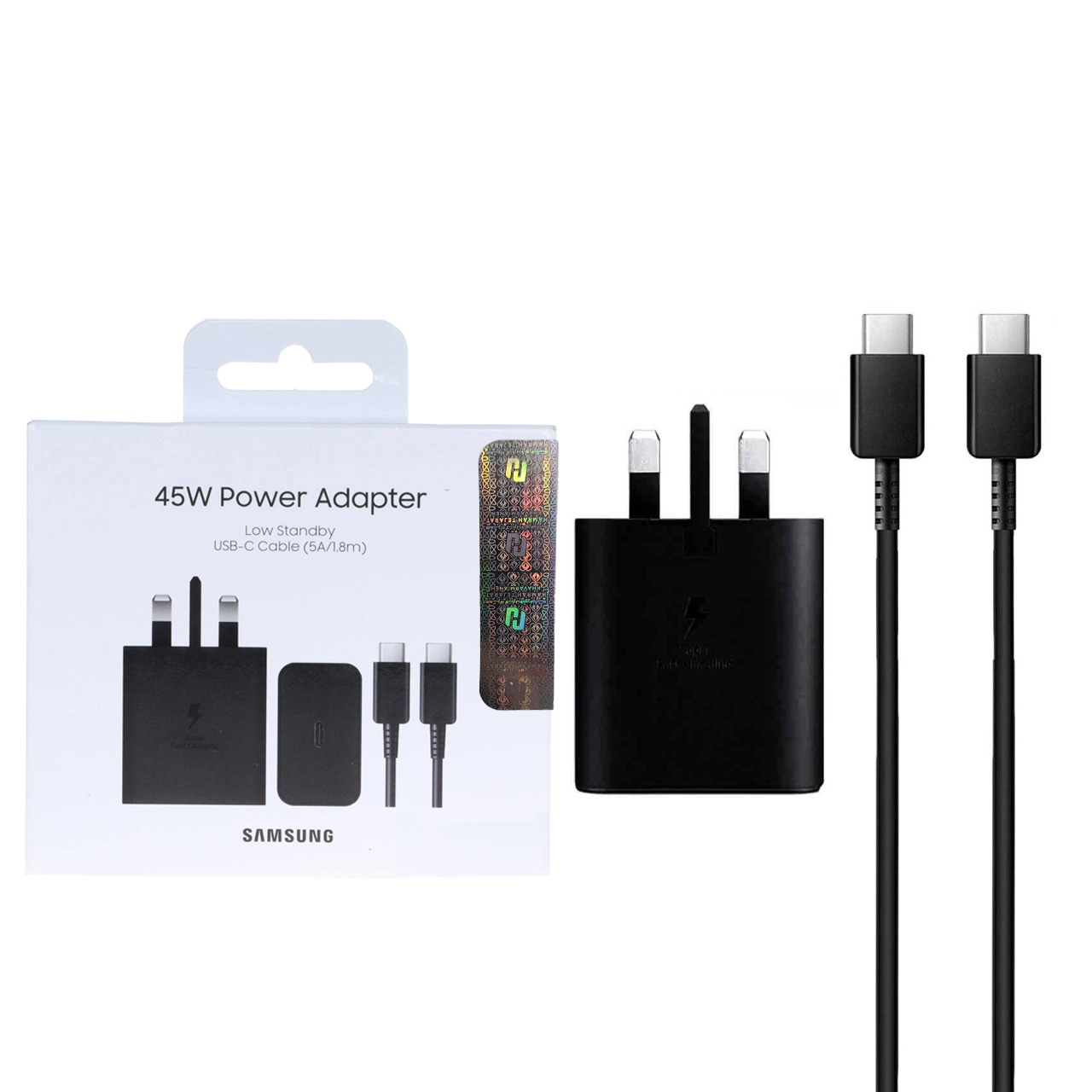 شارژر دیواری PD و فست Samsung مدل EP-T4511 45W به همراه کابل شارژ Type-C To Type-C - مشکی - اصلی (گارانتی 18 ماهه شرکتی)